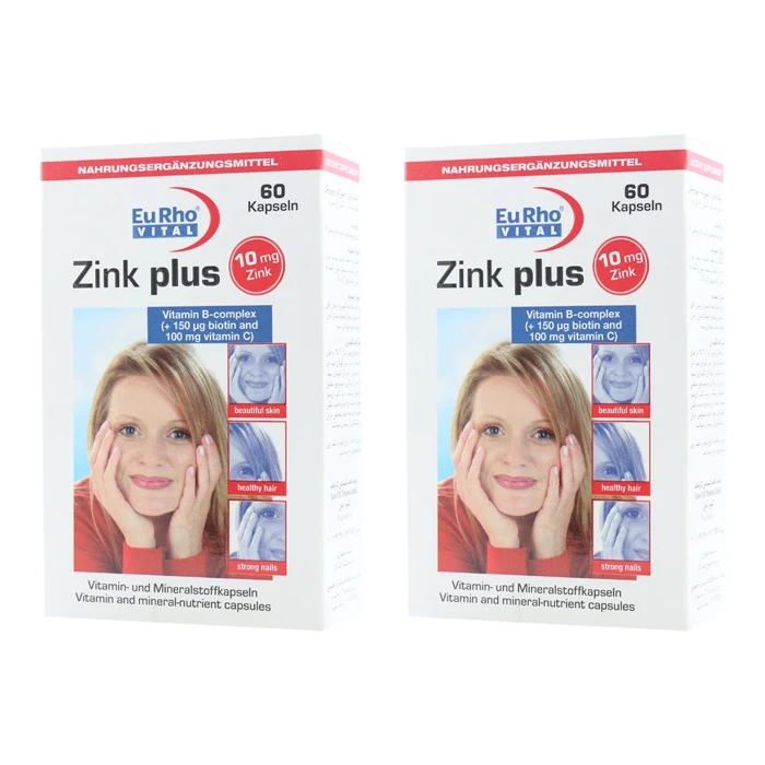 کپسول زینک پلاس یوروویتال - 10 میلی گرم دو بسته 60 عددی