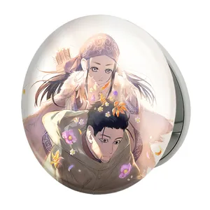 آینه جیبی خندالو طرح هیاکونوسکه و اسیرپا انیمه کامویی طلایی Golden Kamuy مدل تاشو کد 23741 