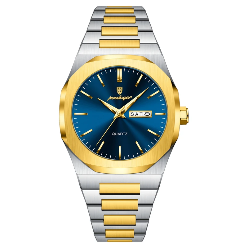 ساعت مچی عقربه‌ای کوارتز مردانه پوداگار مدل کلاسیک دی دیت بند استیل کد PD1