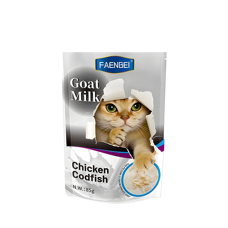 پوچ گربه بالغ فنبی مدل Goat Milk طعم مرغ و ماهی کاد وزن 85 گرم