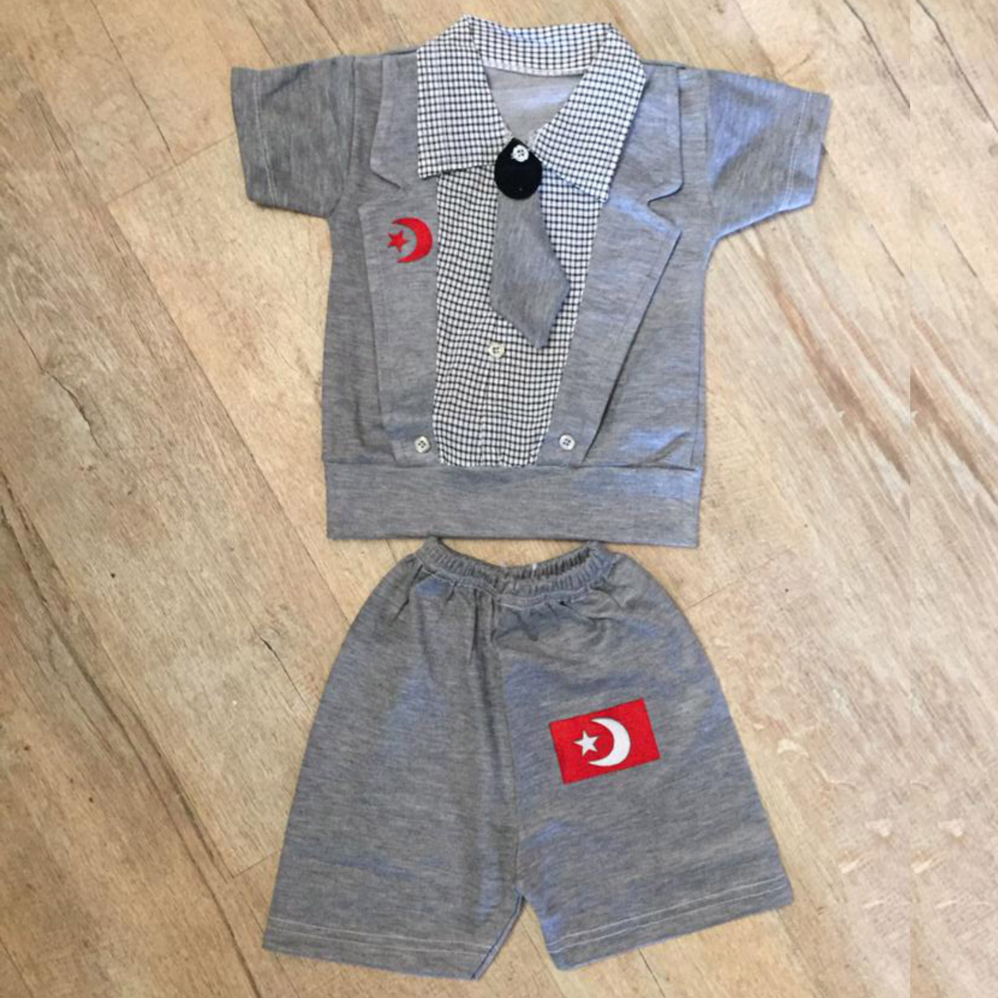 ست تی شرت و شلوارک پسرانه مدل کراواتی