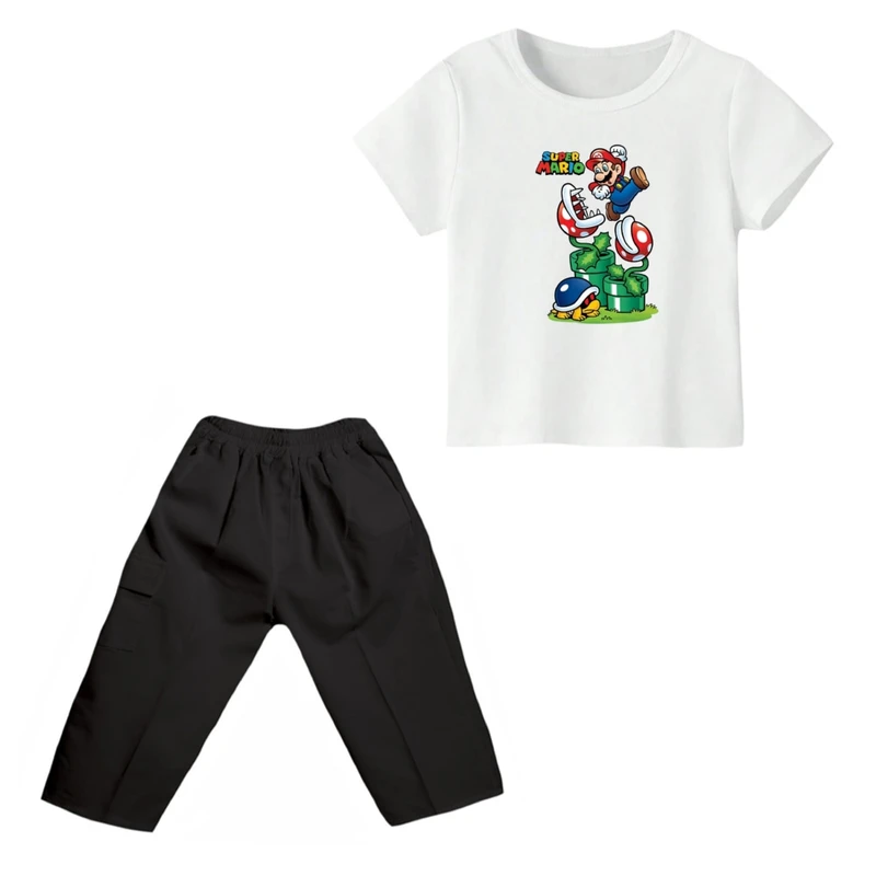 ست تی شرت و شلوارک پسرانه مدل ماریو کد ۳