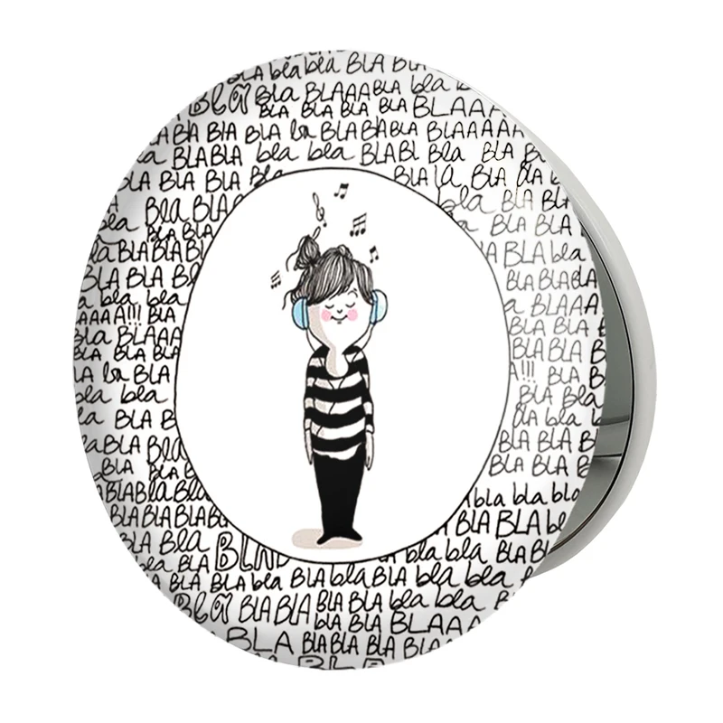 آینه جیبی خندالو طرح دخترونه مدل تاشو کد 5898 