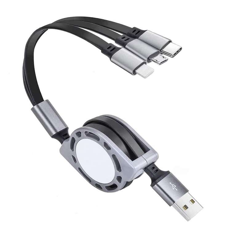 کابل تبدیل USB به MicroUSB / لایتنینگ / USB-C مدل تلسکوپی طول 1.3 متر