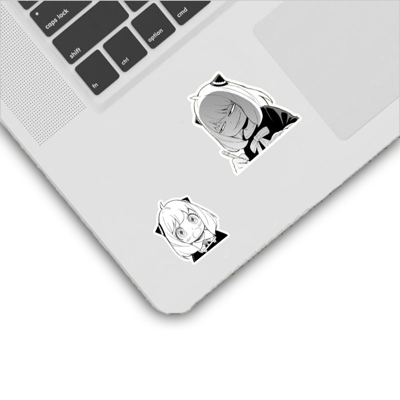 استیکر لپ تاپ و موبایل گوفی طرح انیمه جاسوس و خانواده مدل SpyxFamily B&W 1 مجموعه 5 عددی