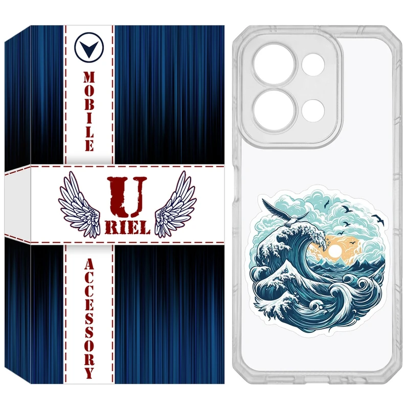 کاور یوریل مدل Clear کد 99 طرح موج دریا مناسب برای گوشی موبایل شیائومی Redmi 15C 4G