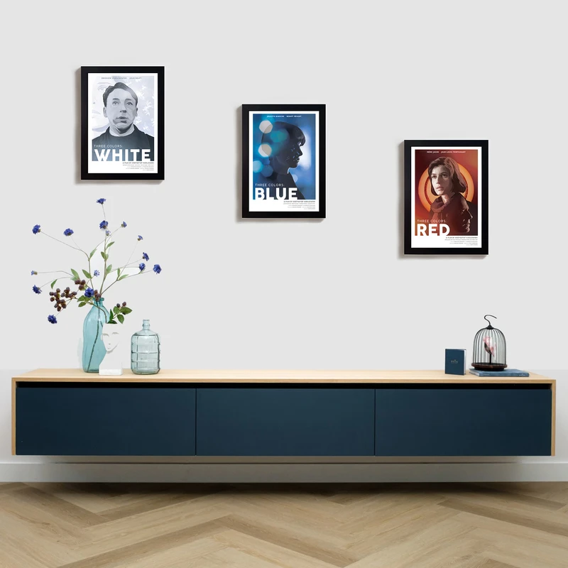 تابلو مدل تابلو مدل فیلم سفید آبی قرمز کریستوف کیشلوفسکی Three Colours white blue red Krzysztof Kieślowski trilogy BL203 مجموعه 3 عددی