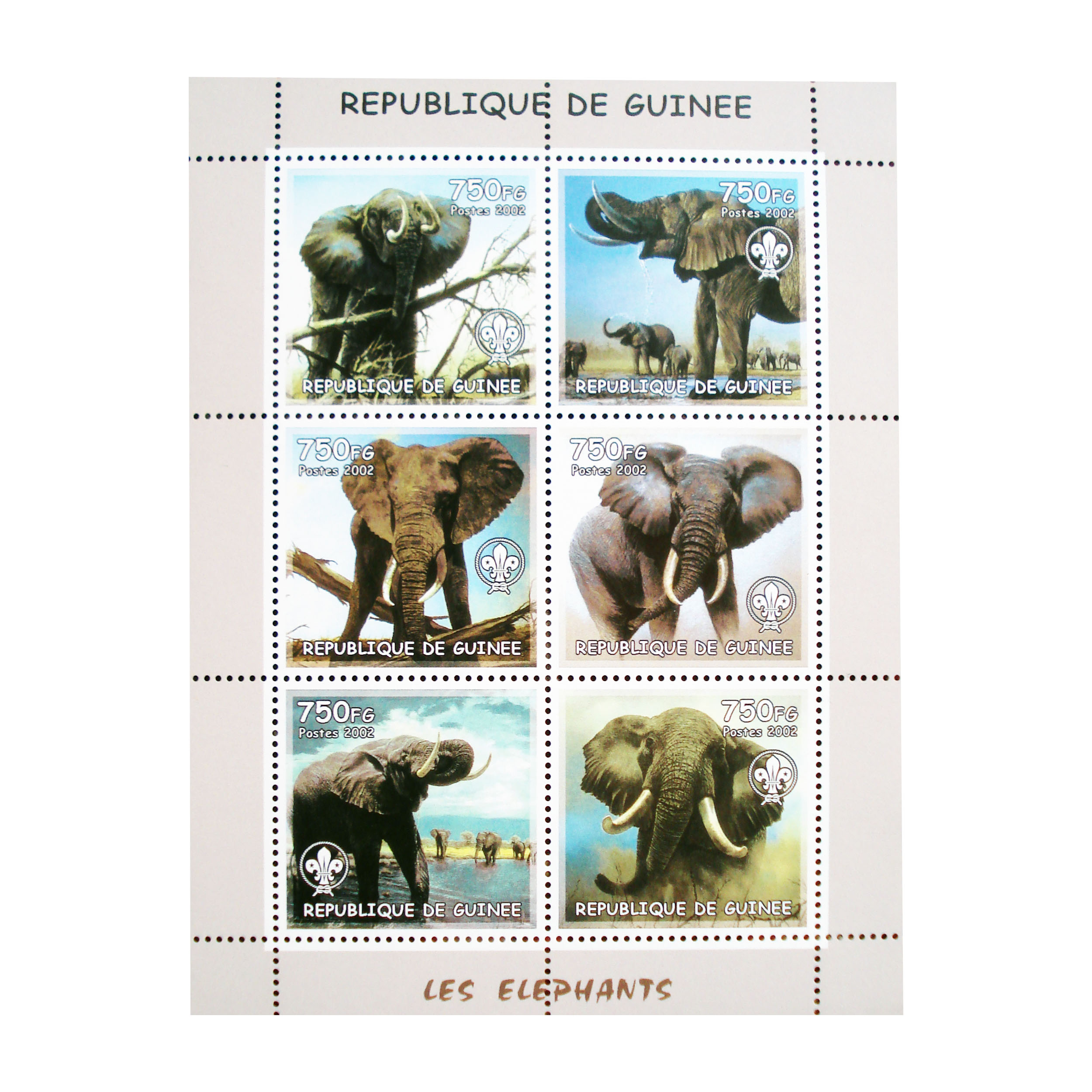 تمبر یادگاری مدل فیل کد F-964 مجموعه 6 عددی