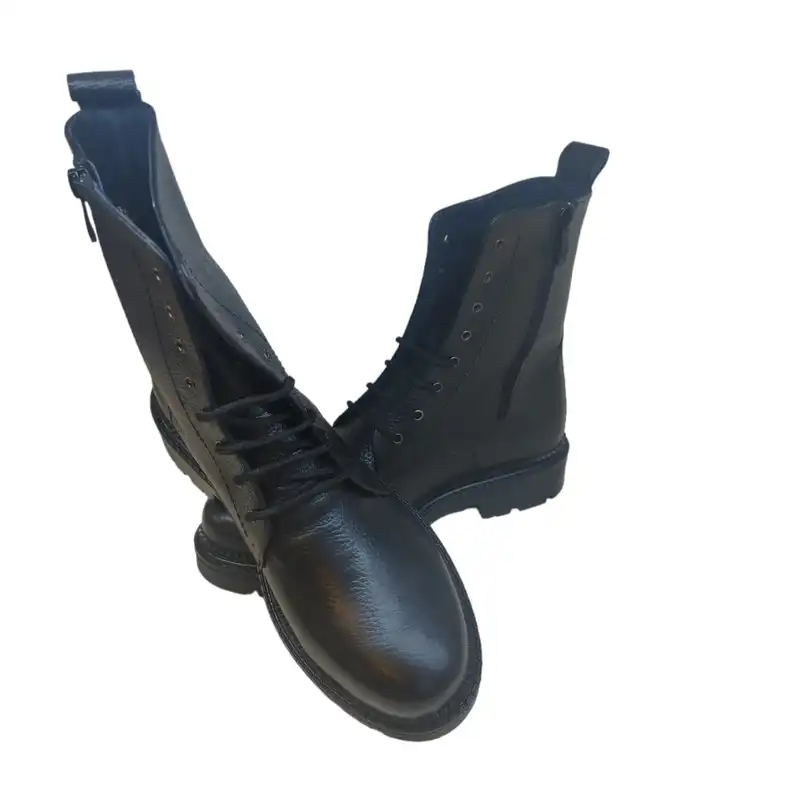 نیم بوت زنانه مدل سربازی چرم طبیعی رنگ مشکی