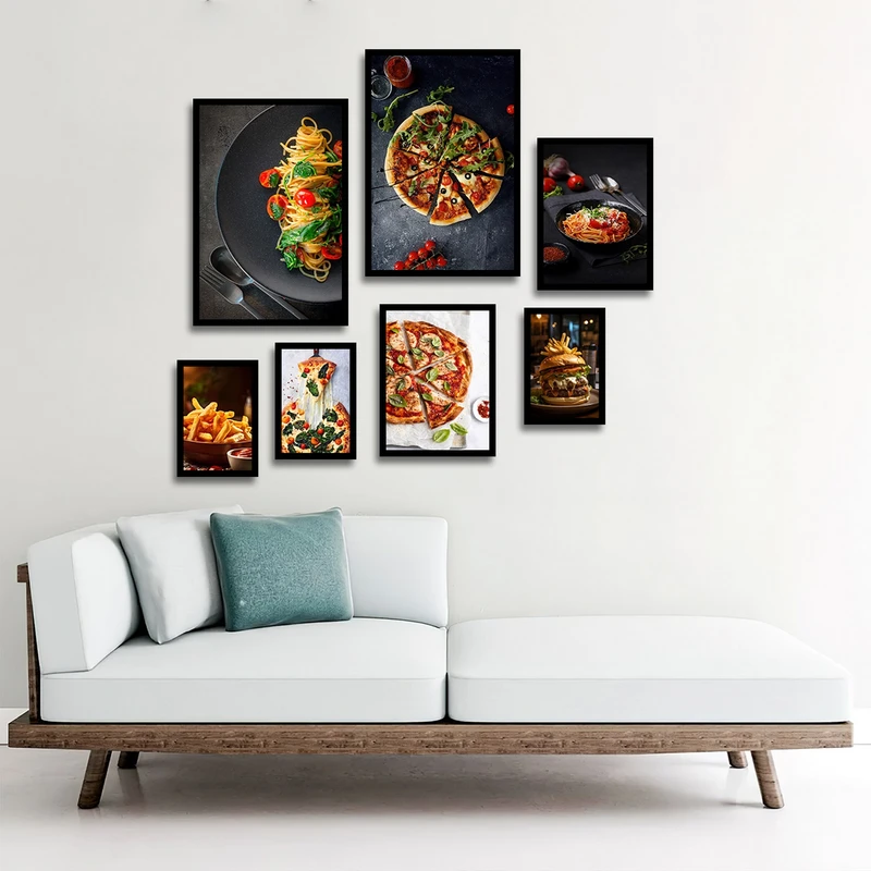 تابلو بکلیت طرح فست فود پیتزا مدل شاین اکلیلی B-1813 مجموعه 7 عددی