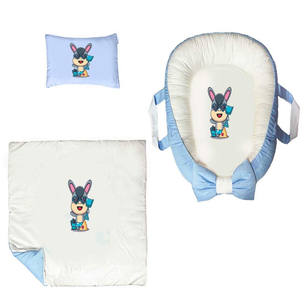 سرویس خواب سه تکه نوزاد ناریکو مدل گارد محافظ دار طرح خر فانتزی کد 0201