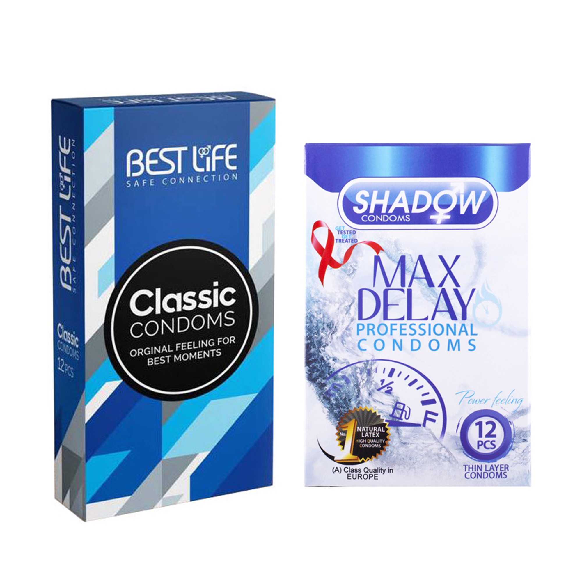 کاندوم بست لایف مدل Classic بسته 12 عددی به همراه کاندوم شادو مدل Max Delay بسته 12 عددی