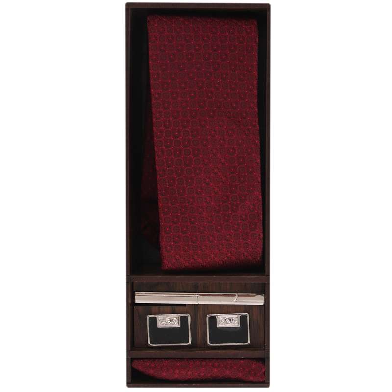 ست کراوات و دستمال جیب و گیره و دکمه سردست مردانه مدل PJ-107401