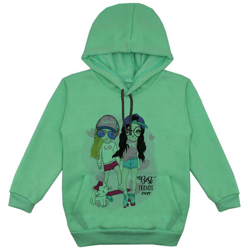 هودی دخترانه مدل دو دوست F94 رنگ سبز
