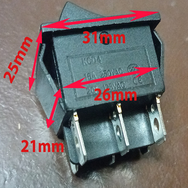 کلید راکر سه حالته مدل 6 پایه کد KCD4 بسته 2 عددی