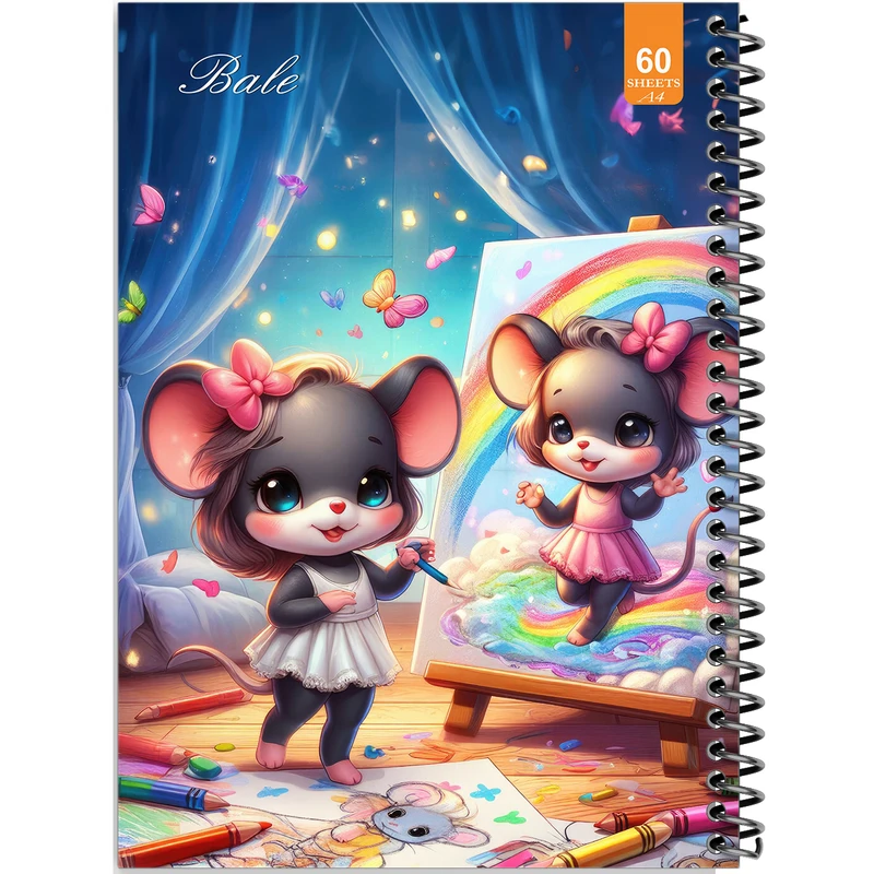 دفتر نقاشی 60 برگ انتشارات بله طرح فانتزی موش هنرمند کد A4-O156