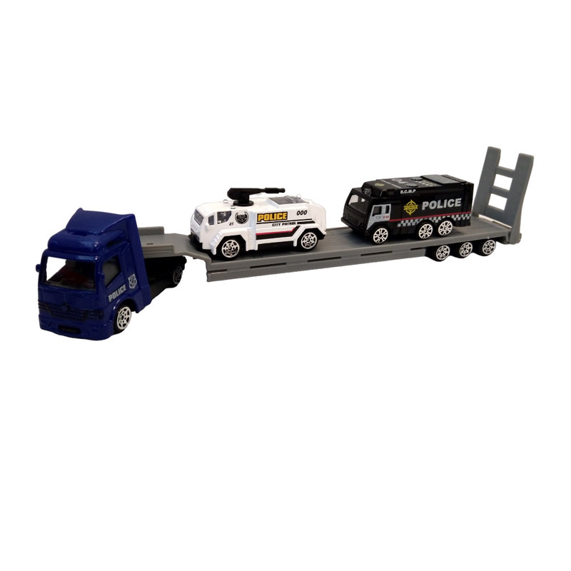 ماشین بازی مدل تریلر پلیس کد 130P مجموعه سه عددی