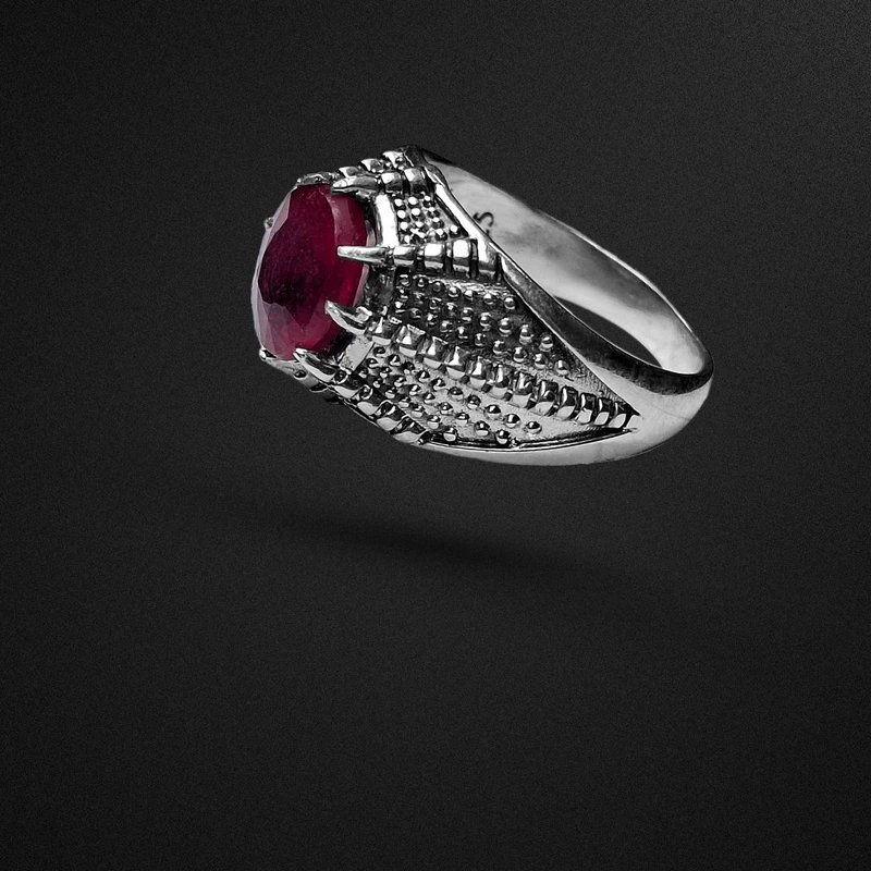 عکس شماره 3 : انگشتر نقره مردانه مدل یاقوت سرخ آفریقایی