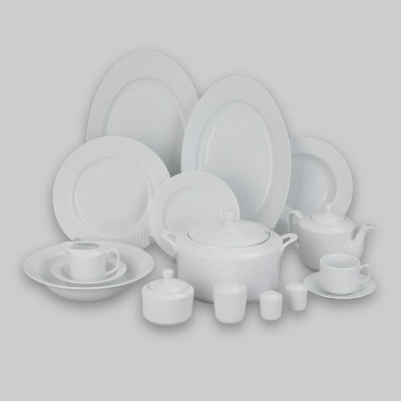 سرویس غذاخوری 102 پارچه چینی زرین ایران سری رادیانس مدل White درجه یک