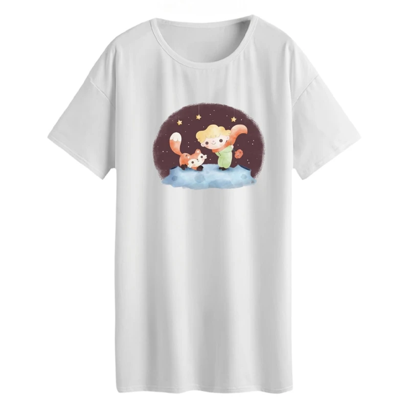 تی شرت لانگ آستین کوتاه زنانه مدل شازده کوچولو شب