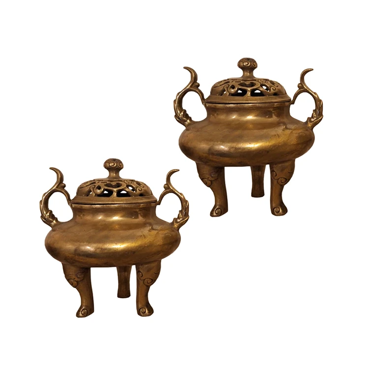 شکلات خوری برنزی مدل گیانلانگ طرح دسته شاخی کد CHINA1 بسته 2 عددی