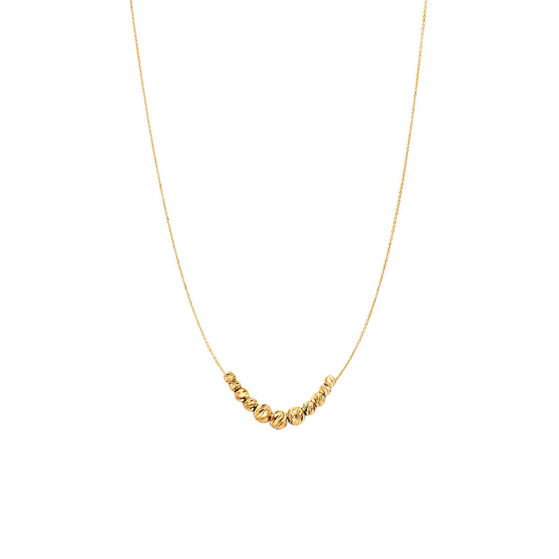 گردنبند طلا 18 عیار زنانه الی گالری مدل گوی البرناردو ریز و درشت