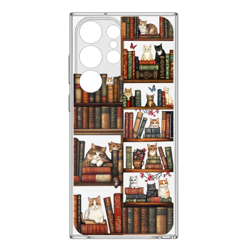 کاور طرح Cats & Books مناسب برای گوشی موبایل سامسونگ Galaxy S24 Ultra 