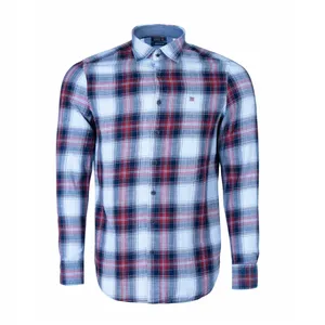 پیراهن آستین بلند مردانه ال سی من مدل چهارخانه کد 30302 رنگ سرمه‌ای