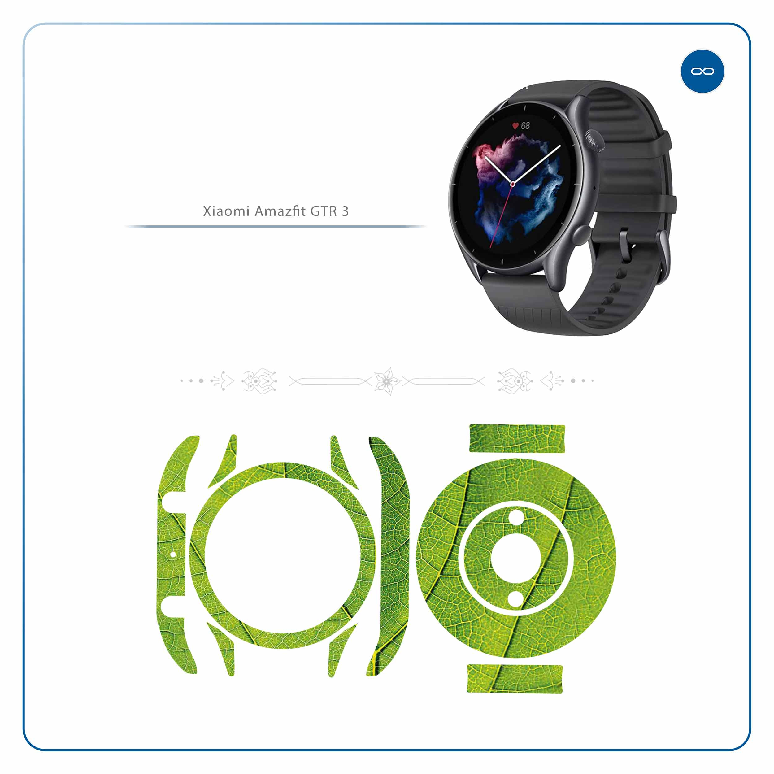 برچسب ماهوت طرح Leaf-Texture مناسب برای ساعت هوشمند آمازفیت GTR 3