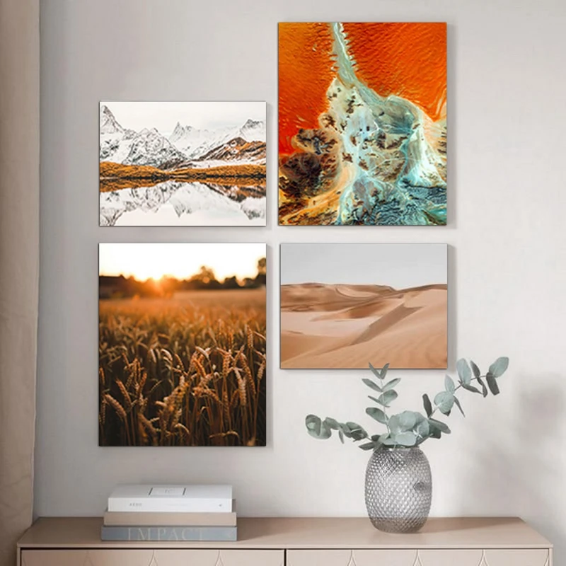 تابلو شاسی بکلیت طرح منظره طبیعت و کوه مدل SH-570 مجموعه 4 عددی