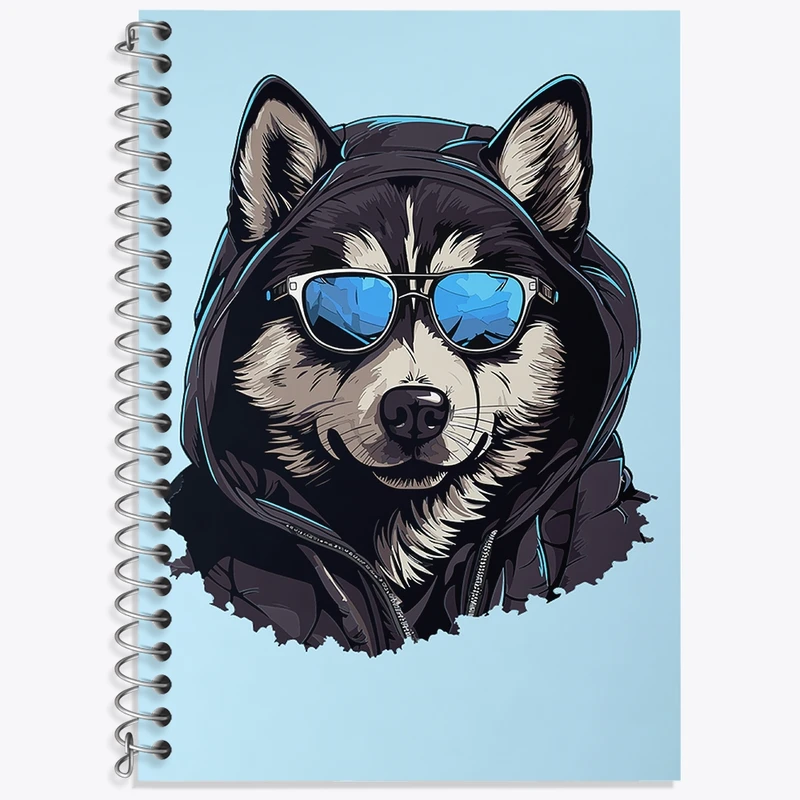 دفتر زبان 50 برگ خندالو مدل دو خط طرح سگ هاسکی کد N1412