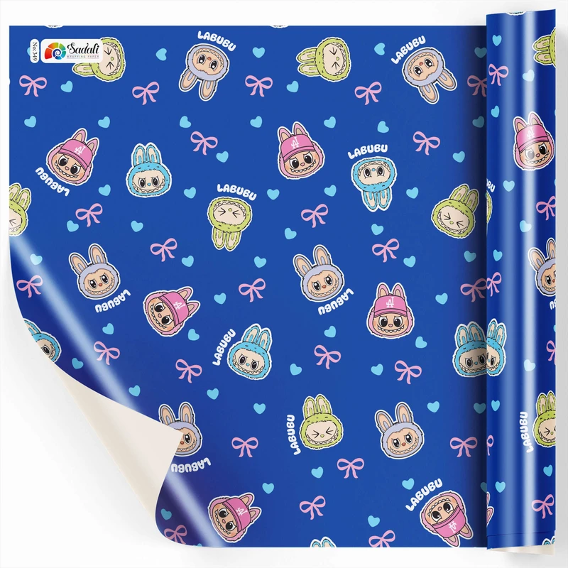 کاغذ کادو صدفی طرح لبوبو سایز 5*70 سانتی متر بسته 2 عددی