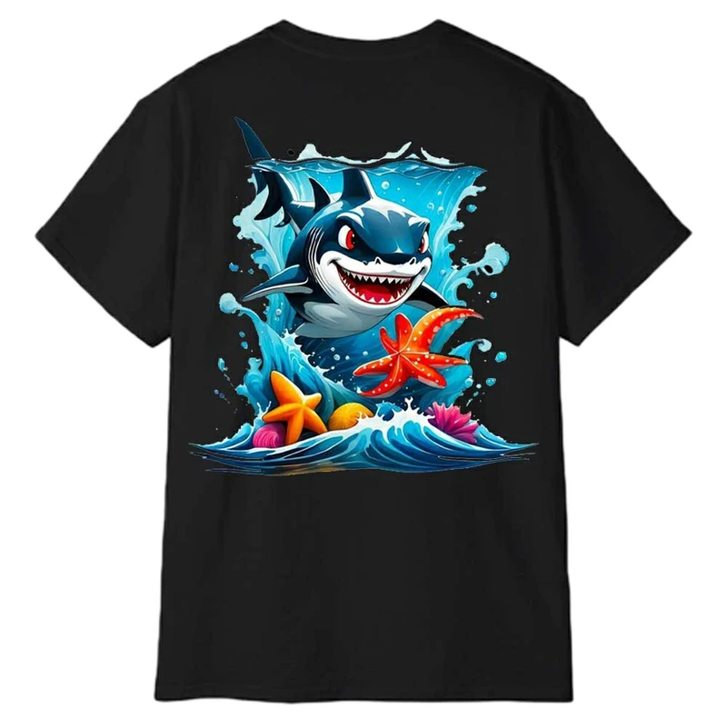 تی‌شرت آستین کوتاه مردانه پاد آفرین مدل کوسه کد 1777