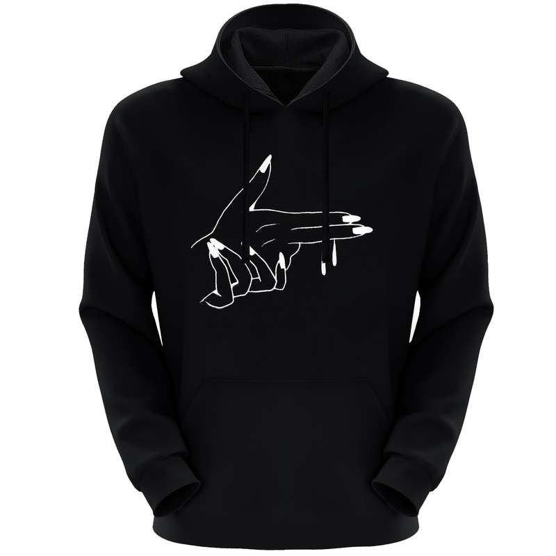 هودی زنانه مدل دست F354 رنگ مشکی