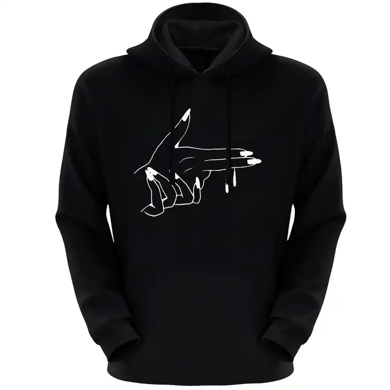 هودی زنانه مدل دست F354 رنگ مشکی