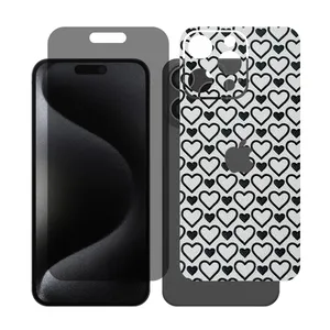 Glass Together model privacy Screen Protector Suitable for Apple iPhone 15 Pro Max Mobile Phone with Back cover sticker