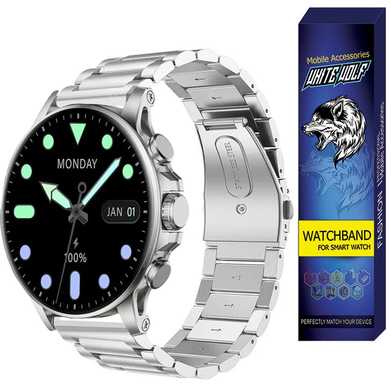  بند وایت ولف مدل WB-3Bead مناسب برای ساعت هوشمند گلوریمی M2 MAX LTD / 22MM