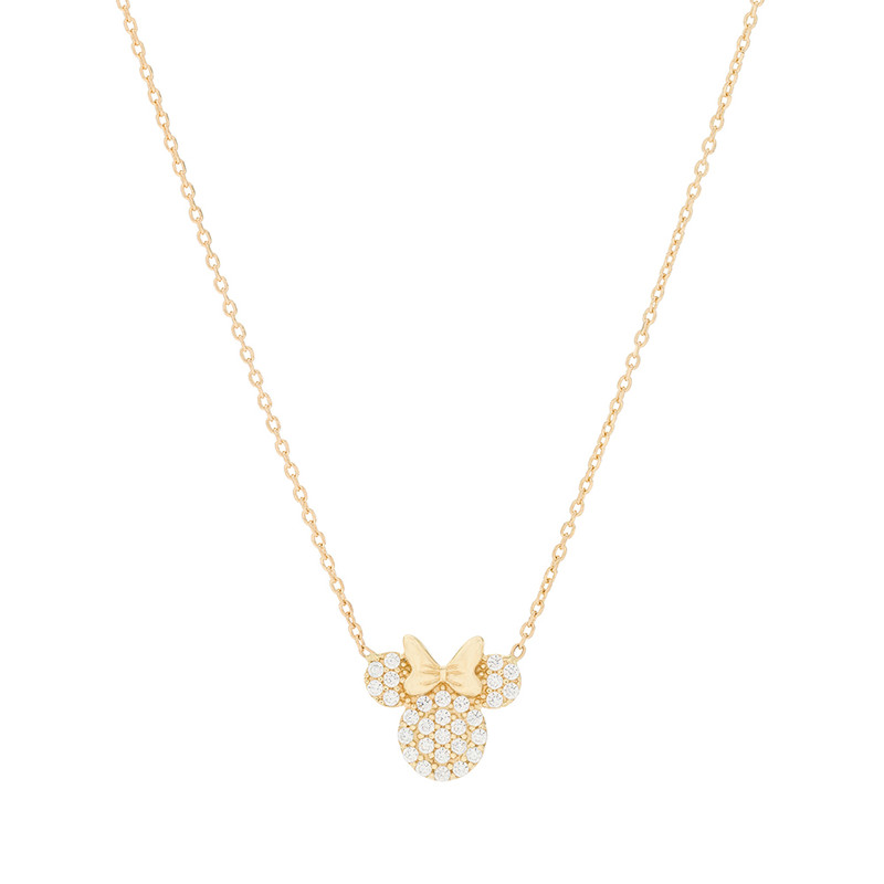 گردنبند طلا 18 عیار زنانه با طرح حلقه‌ای (فلامینگو) وی گالری مدل میکی موس نگین دار کد NC2592