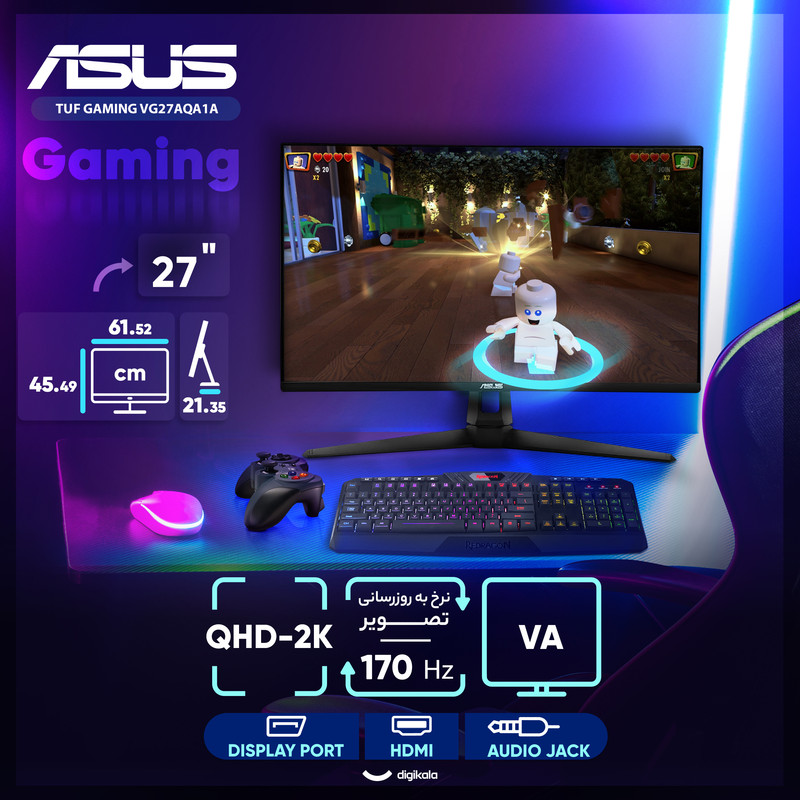 مانیتور گیمینگ 27 اینچ ایسوس مدل TUF GAMING VG27AQA1A