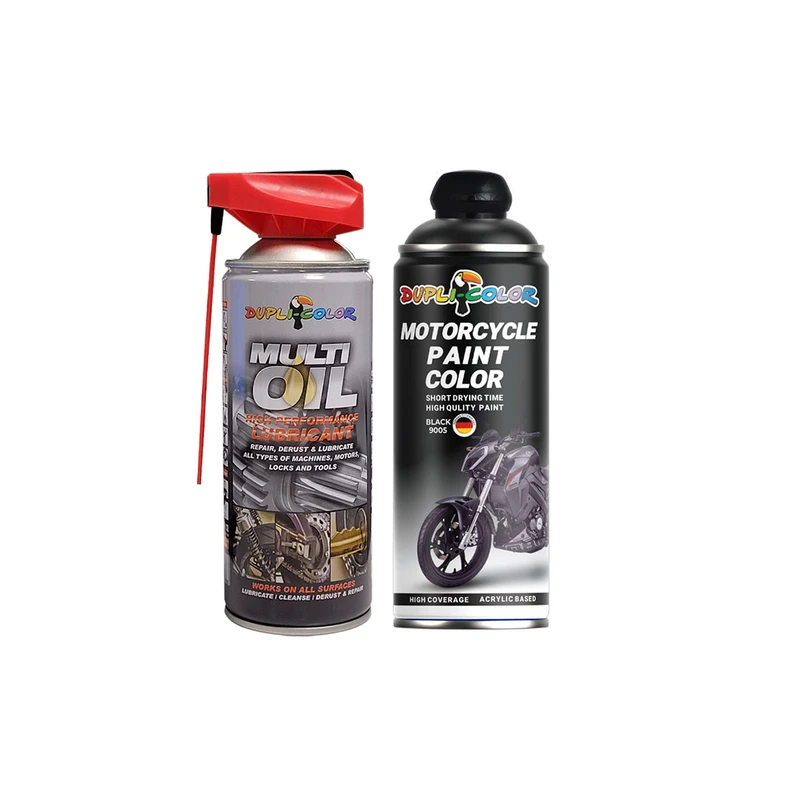 اسپری رنگ موتور مشکی و روان کننده و ضد زنگ دوپلی کالر مدل D2 حجم 400 میلی لیتر مجموعه 2 عددی