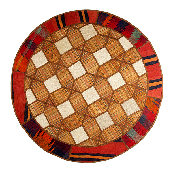 گلیم دستبافت 1.5 متری ساده کارپت مدل چهل تکه گرد کد 51110034