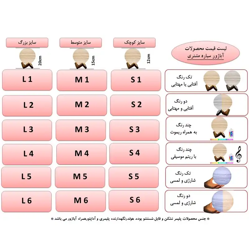 آباژور رومیزی مدل سیاره مشتری کد L4