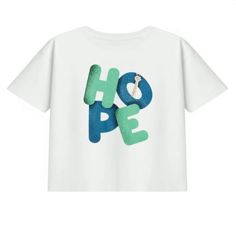 کراپ تیشرت آستین کوتاه زنانه مدل امید کد p1