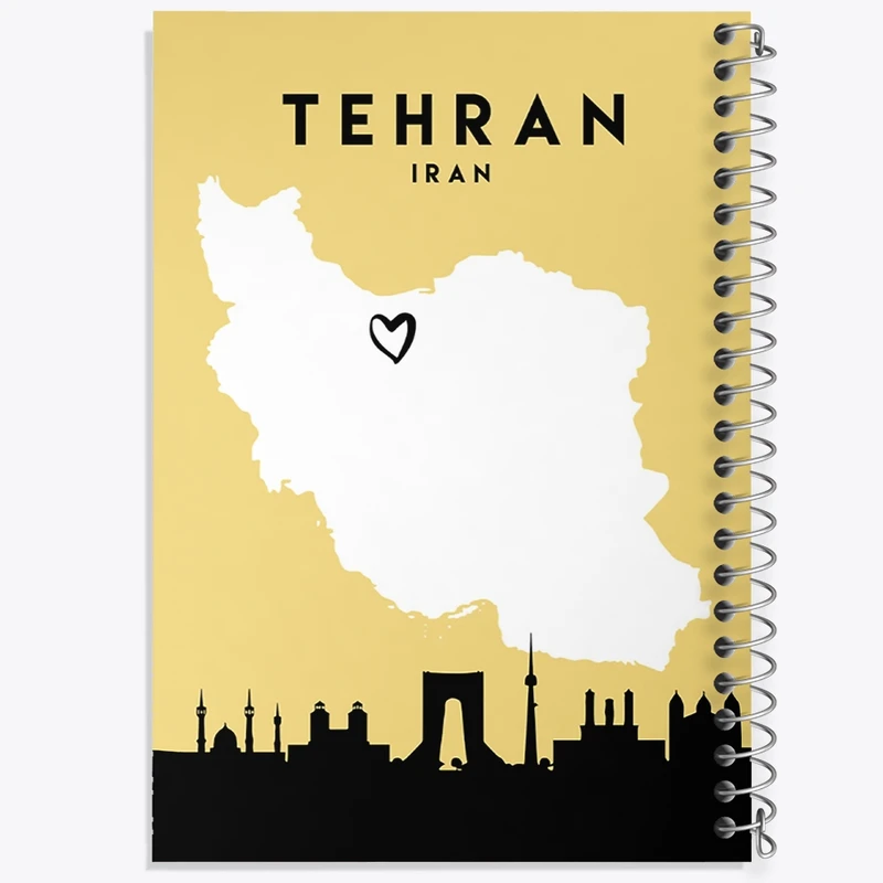 دفتر مشق 100 برگ خندالو طرح نقشه ایران و تهران کد F1722