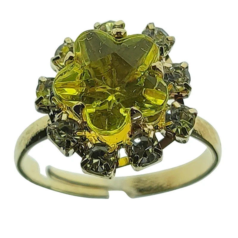 انگشتر دخترانه سلین کالا مدل سیترین طرح گل کد 7