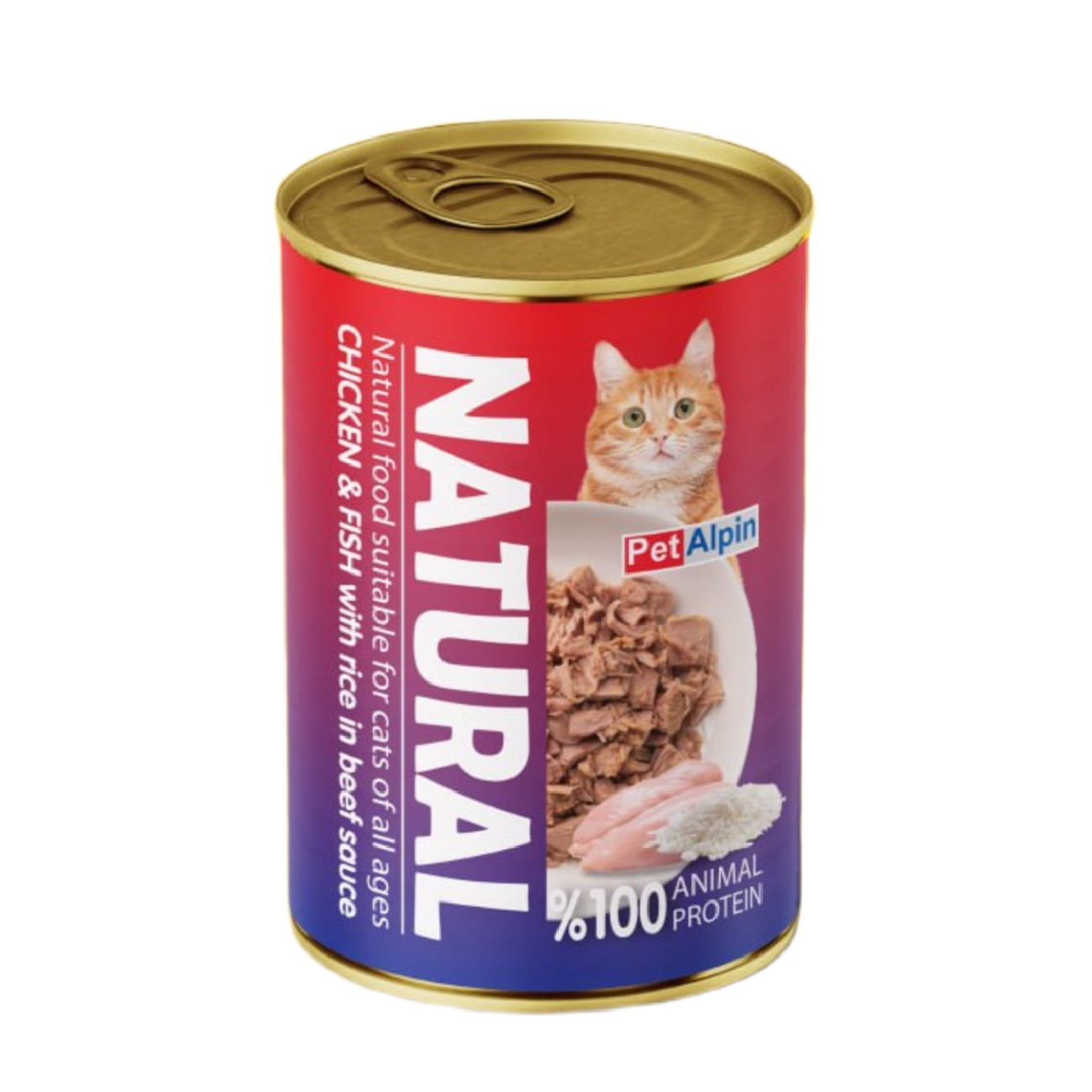 کنسرو گربه پت آلپین مدل نچرال مرغ و برنج وزن 380 گرم