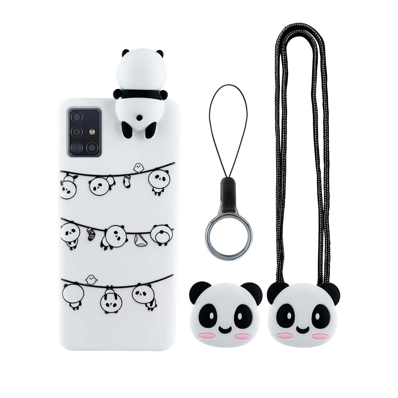 کاور دکین مدل Armon طرح Panda مناسب برای گوشی موبایل سامسونگ Galaxy A51 به همراه بند و آویز و پایه نگهدارنده