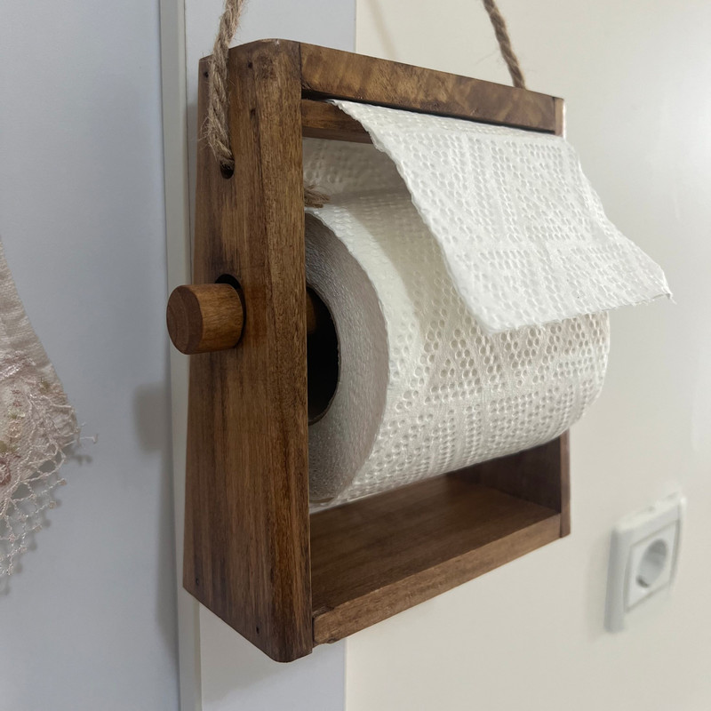 پایه رول دستمال کاغذی مدل چوب جنگلی ساج