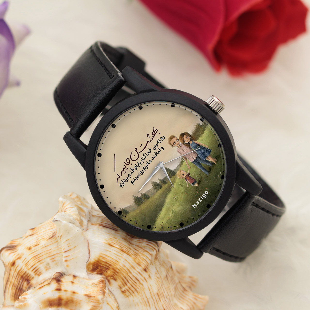 ساعت مچی عقربه ای ناکسیگو مدل پدر و مادر کد LF12560