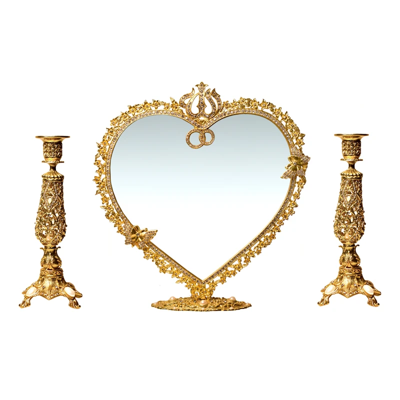 آینه و شمعدان مدل قلبی الیسا